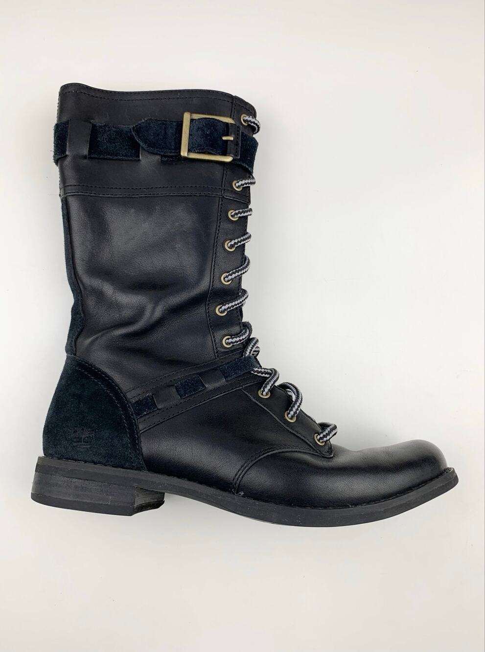 Timberland Earthkeepers Savin Hill Mid Combat Boots Black Leather Women's 8.5